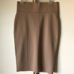FashionNova Nude Pencil Skirt With Slit in Back